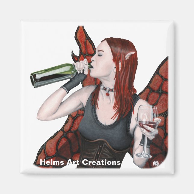 Magic Fairy Vin Flaska Fantasy Button Magnet (Framsidan)
