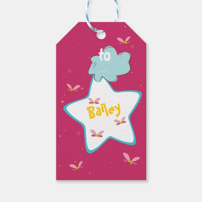 Magic Fairy Vingar och Sparkles in Rosa Presentetikett (Framsidan)