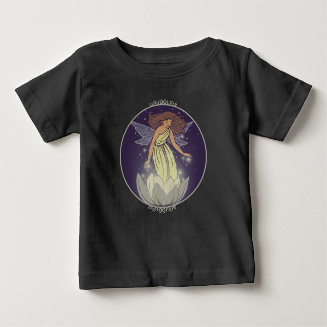 Magic Fairy White Flower Glow Fantasy Art Tee Shirt (Framsida)