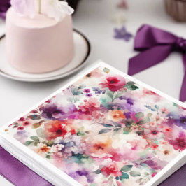 Magic Fairycore Blommigt Watercolor Födelsedagsfes Pappersservett