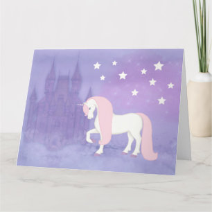 Magic Fairytale Unicorn Castle Stars Birthday Kort