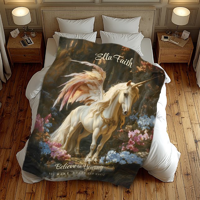 Magic Fairytale Unicorn Nursery eller Tonåring Fleecefilt (Skapare uppladdad)