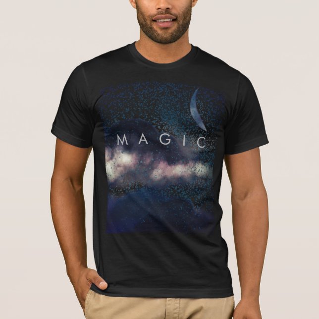 Magic Fantasy Astronomy Crescent Clouds T Shirt (Framsida)