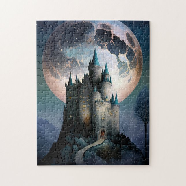 Magic Fantasy Castle Full Moon Pussel (Vertikal)