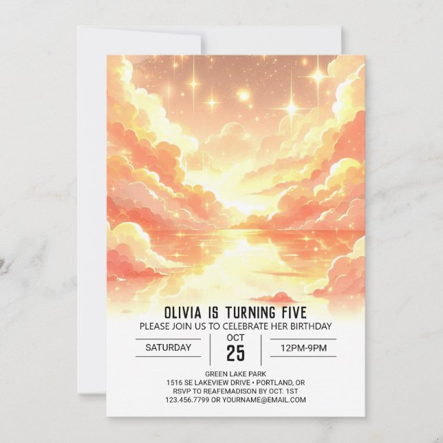 Magic Fantasy Celestial Digital Birthday Inbjudningar (Framsida)