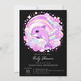 Magic Fantasy Dolphin Baby Shower Inbjudningar