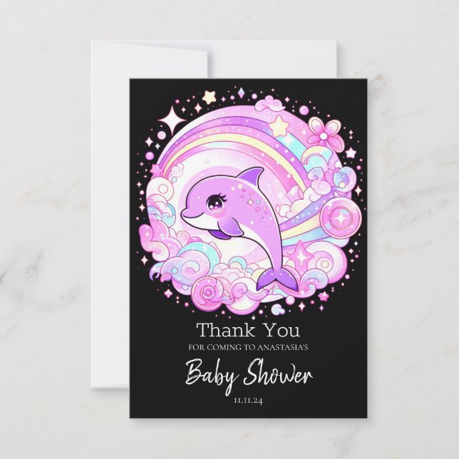 Magic Fantasy Dolphin Baby Shower Tack Kort (Framsida)