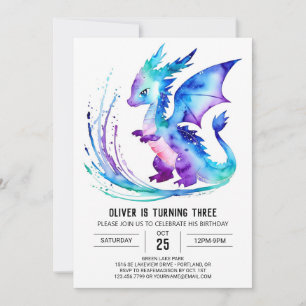 Magic Fantasy Dragon Digital Boy Birthday Inbjudningar