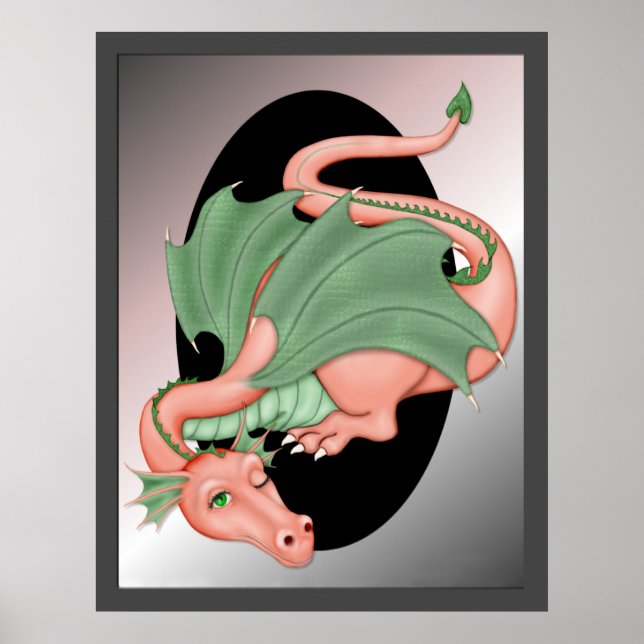 Magic Fantasy Dragon Resting Poster (Framsidan)