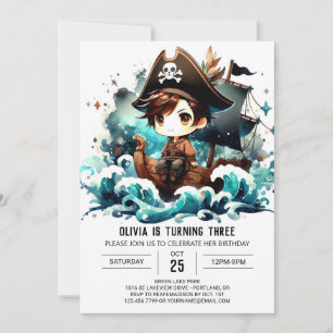 Magic Fantasy Pirat Birthday Inbjudningar