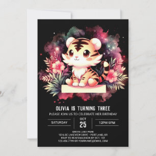Magic Fantasy Tiger Birthday Inbjudningar