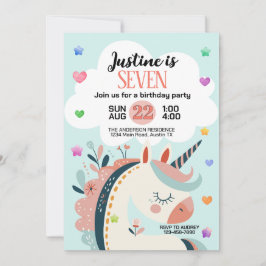 Magic Fantasy Unicorn Födelsedagsfest Inbjudningar