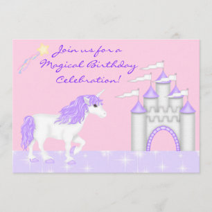 Magic Fantasy Unicorn Girl's Birthday bjudande Inbjudningar