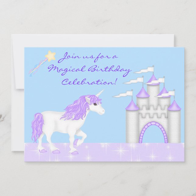 Magic Fantasy Unicorn Girl's Birthday bjudande Inbjudningar (Framsida)