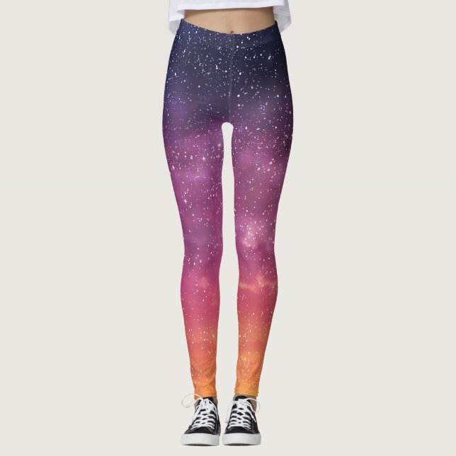 Magic Färg: Enchanting Himlar Background. Leggings (Framsida)