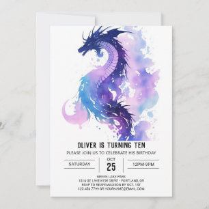Magic Fierce Dragon Birthday Inbjudningar