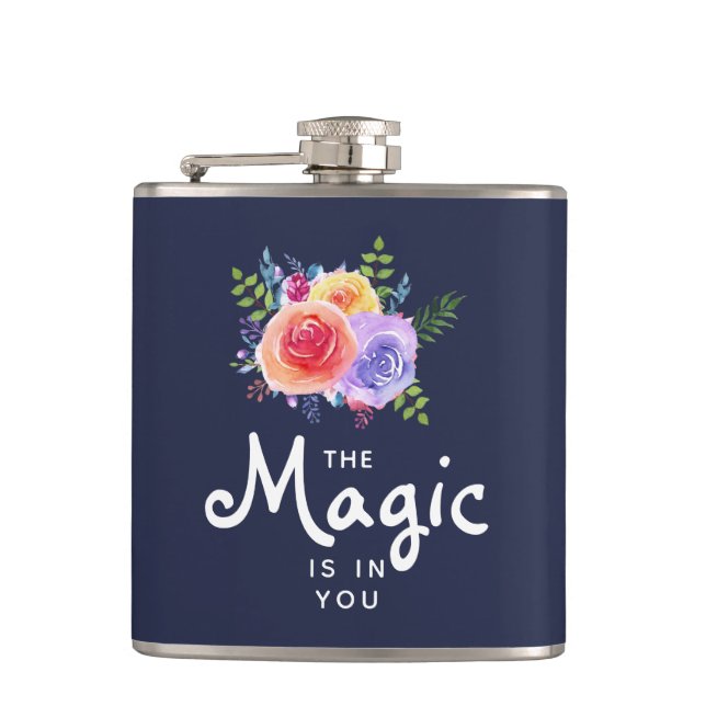 Magic finns i Blommigten Quote Watercolor Design Fickplunta (Framsidan)