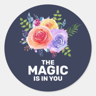 Magic finns i din inspirerande Blommigt Design Runt Klistermärke