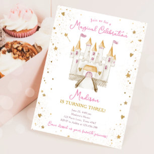Magic Firande Princess Castle Girl Birthday Inbjudningar