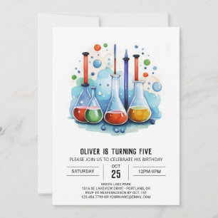 Magic Flask Experiment Scientist Birthday Inbjudningar