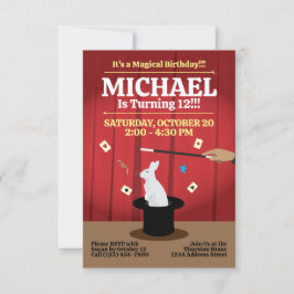 Magic Födelsedagsfest inbjudan - Top hat & Bunny