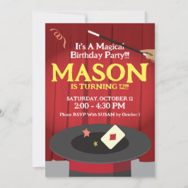 Magic Födelsedagsfest inbjudan Top hat & Magic!