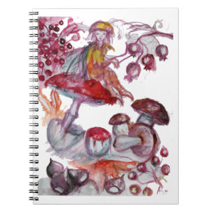 MAGIC FOLLET AV MUSHROOMS Red White Blommigt Fanta Anteckningsbok