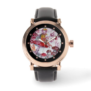 MAGIC FOLLET AV MUSHROOMS Red White Blommigt Fanta Armbandsur