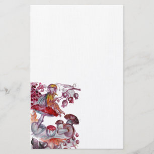 MAGIC FOLLET AV MUSHROOMS Red White Blommigt Fanta Brevpapper
