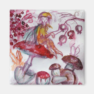 MAGIC FOLLET AV MUSHROOMS Red White Blommigt Fanta Magnet