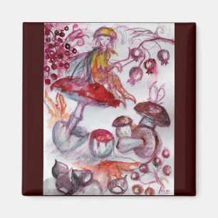 MAGIC FOLLET AV MUSHROOMS Red White Blommigt Fanta Magnet