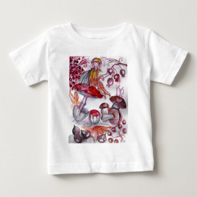 MAGIC FOLLET AV MUSHROOMS Red White Blommigt Fanta T-shirt (Framsida)