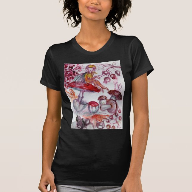 MAGIC FOLLET AV MUSHROOMS Red White Blommigt Fanta Tee (Framsida)