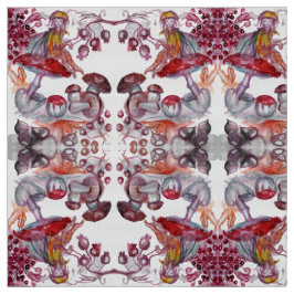 MAGIC FOLLET AV MUSHROOMS Red White Flora Fantasy Tyg