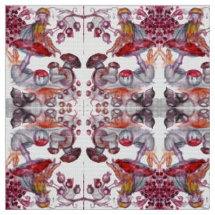 MAGIC FOLLET AV MUSHROOMS Red White Flora Fantasy Tyg