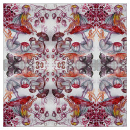MAGIC FOLLET AV MUSHROOMS Red White Flora Fantasy Tyg