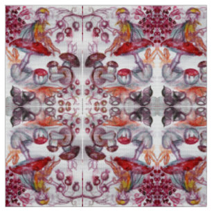 MAGIC FOLLET AV MUSHROOMS Red White Flora Fantasy Tyg