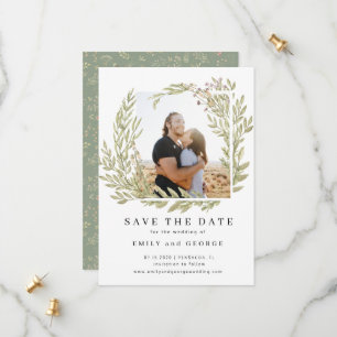 Magic Forest Blommigt Photo Save Date Card Spara Datumet