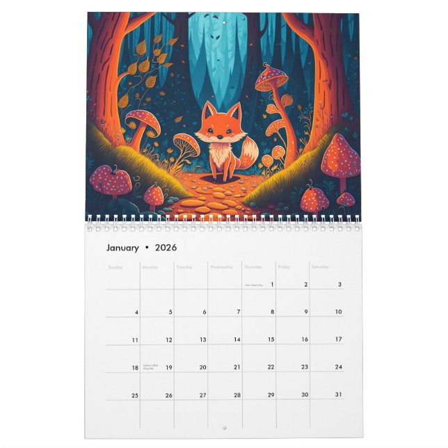 Magic Forest Creatures Fantasy 2026 Calendar Kalender (Jan 2026)