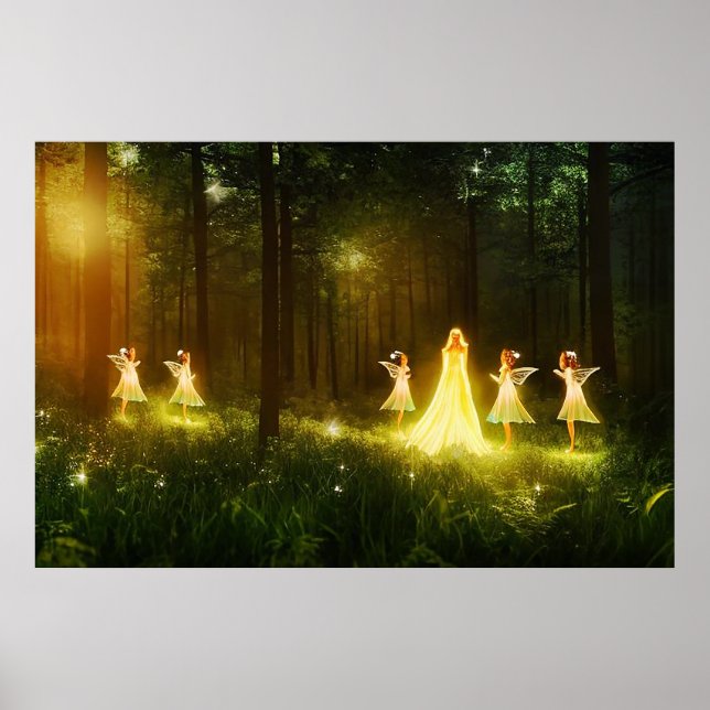 Magic Forest | Elf & Älvor | Fantasy Natur Poster (Framsidan)