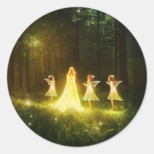 Magic Forest   Elf & Älvor   Fantasy Natur Runt Klistermärke