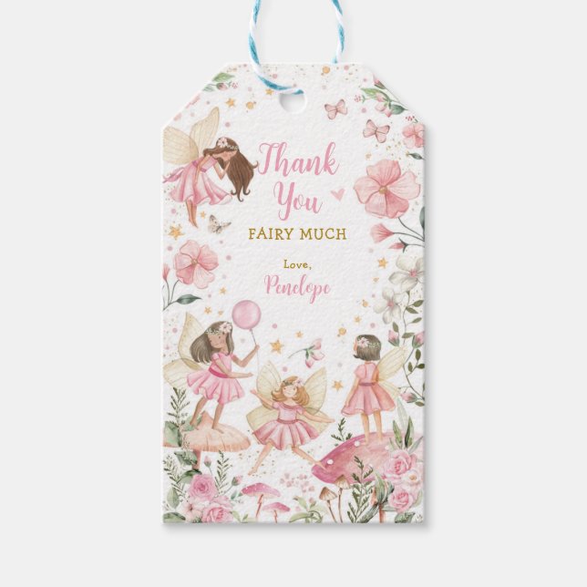 Magic Forest Fairy Blommigt Garden Birthday Favors Presentetikett (Framsidan)