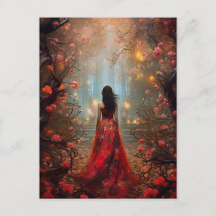 Magic Forest Girl Fantasy Art Postcard Vykort