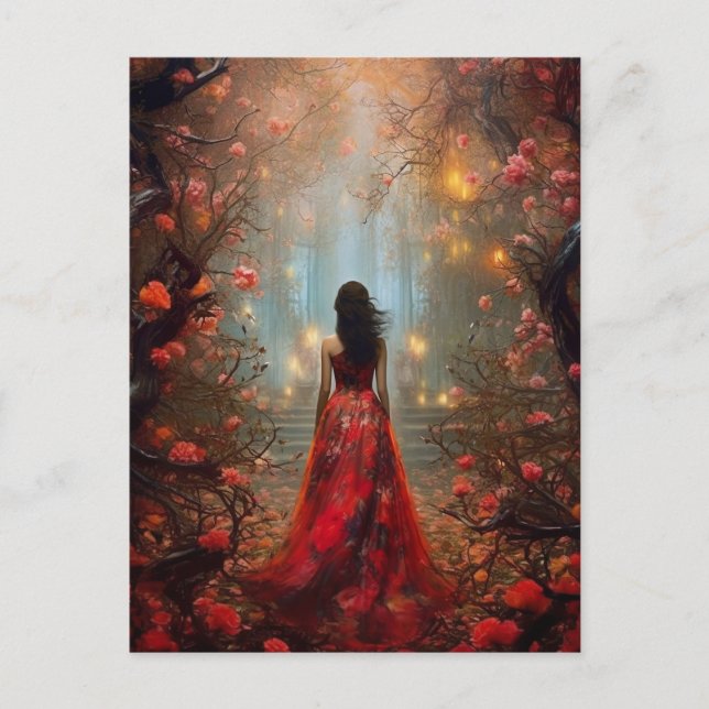 Magic Forest Girl Fantasy Art Postcard Vykort (Framsida)