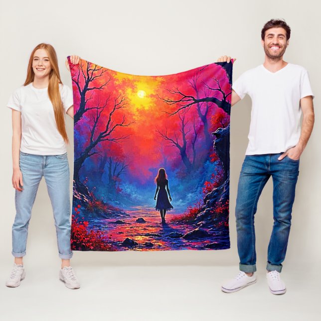 Magic Forest Girl's Solitude Design Fleecefilt (På plats)