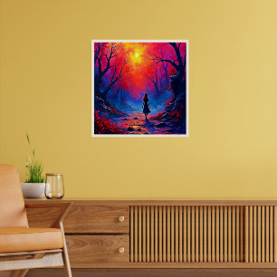 Magic Forest Girl's Solitude Design Poster