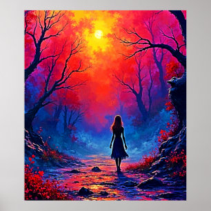 Magic Forest Girl's Solitude Design Poster