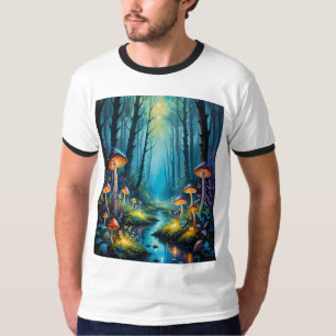 Magic Forest Glowing Mushroom Bäck Tshirt T Shirt