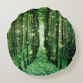 Magic Forest Grönt Mystoppe Rund Kudde