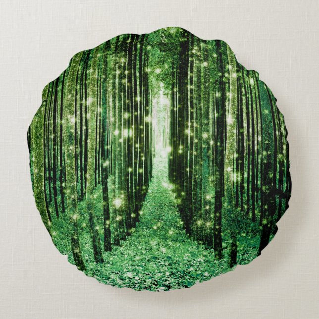 Magic Forest Grönt Mystoppe Rund Kudde (Baksidan)